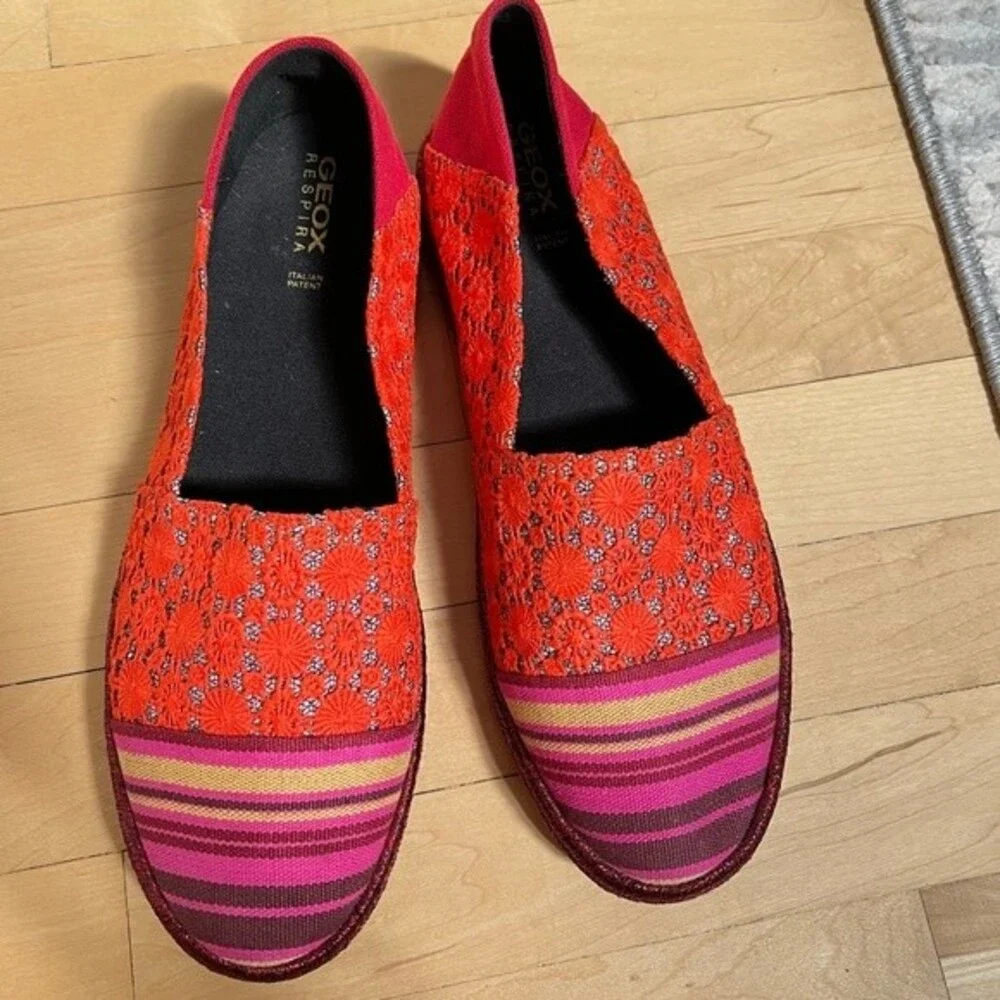 GEOX Respira Stripe and Laser Cut Espadrilles 10